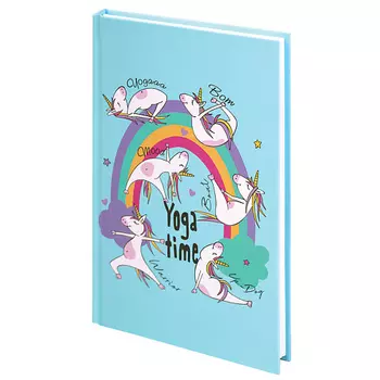 BRAUBERG Блокнот А5, твёрдый, клетка, выборочный лак KIDS, Единорожки