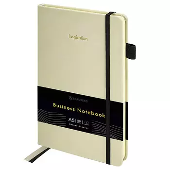 BRAUBERG Блокнот А5 Velvet 80л резинка бежевый