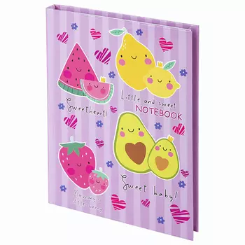 BRAUBERG Блокнот А6, твёрдый, клетка KIDS, Фруктики