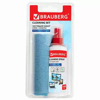 BRAUBERG Чистящий набор для экранов всех типов и оптики спрей