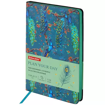 BRAUBERG Ежедневник недатированный А5, VISTA Peacocks