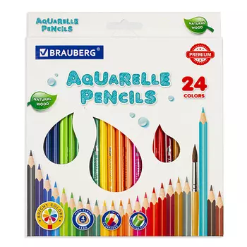 BRAUBERG Карандаши цветные акварельные PREMIUM AQUARELLE