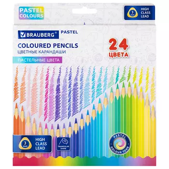 BRAUBERG Карандаши цветные BRAUBERG PASTEL