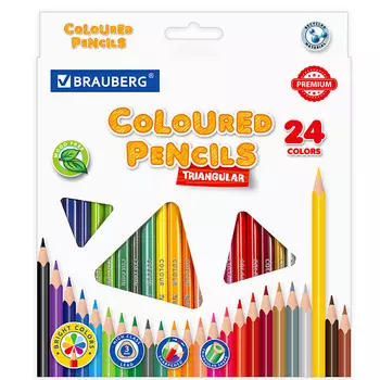BRAUBERG Карандаши цветные PREMIUM 24 цвета