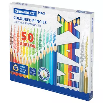 BRAUBERG Карандаши цветные супермягкие яркие BRAUBERG MAX