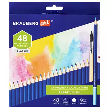 BRAUBERG Карандаши художественные цветные акварельные ART CLASSIC 48 цветов