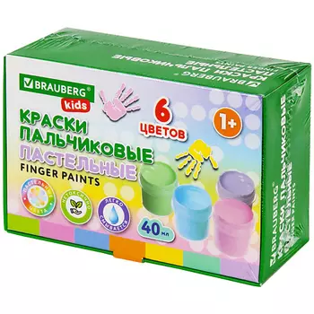 BRAUBERG Краски пальчиковые пастельные для малышей KIDS