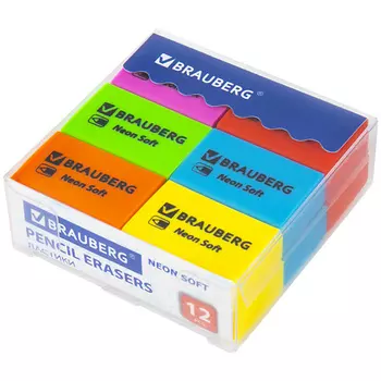 BRAUBERG Ластики NEON SOFT 12