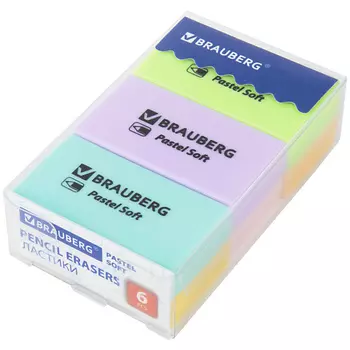 BRAUBERG Ластики PASTEL SOFT 6