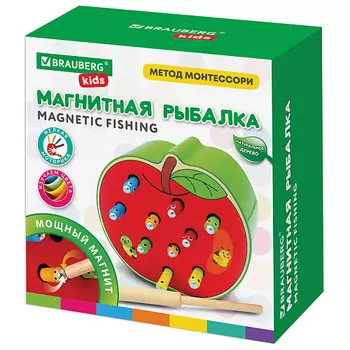 BRAUBERG Магнитная рыбалка "Червяки в яблоке", KIDS