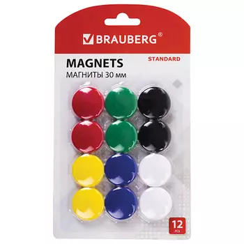 BRAUBERG Магниты STANDARD 12 штук