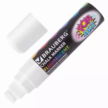 BRAUBERG Маркер меловой стираемый 15мм, БЕЛЫЙ