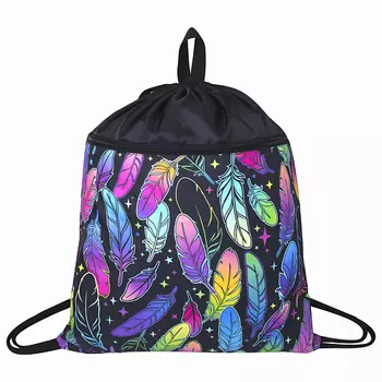 BRAUBERG Мешок для обуви БОЛЬШОЙ, с ручкой, карман на молнии, сетка Feathers