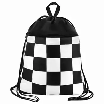 BRAUBERG Мешок для обуви БОЛЬШОЙ, с ручкой, карман на молнии Black and white