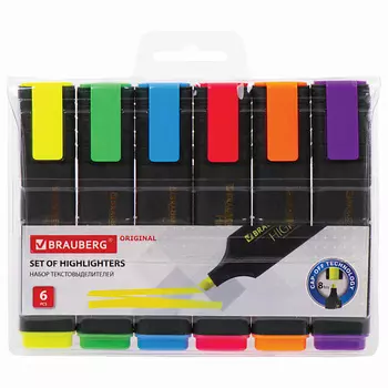 BRAUBERG Набор текстовыделителей 6 цветов BRAUBERG "ORIGINAL"