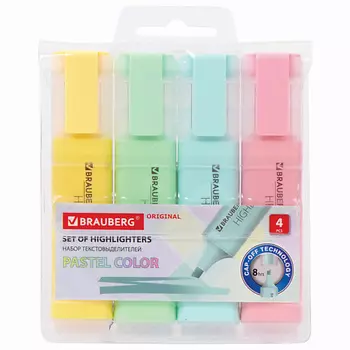 BRAUBERG Набор текстовыделителей BRAUBERG "ORIGINAL PASTEL"