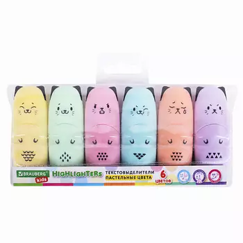 BRAUBERG Набор текстовыделителей мини KIDS, CUTE CATS PASTEL