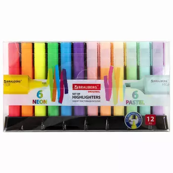 BRAUBERG Набор текстовыделителей на подставке, BRAUBERG "ORIGINAL NEON"