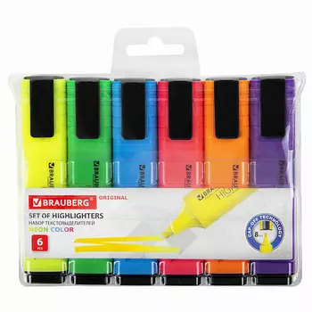BRAUBERG Набор текстовыделителей "ORIGINAL NEON"