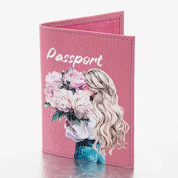 BRAUBERG Обложка для паспорта , принт "Девушка",цвет пудрово-розовый