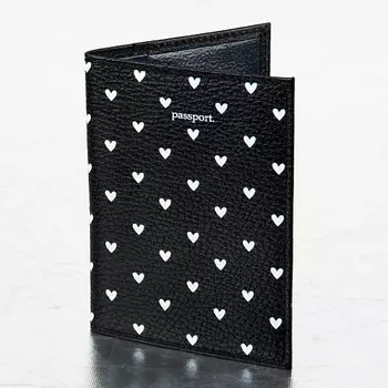 BRAUBERG Обложка для паспорта , принт "Сердечки", цвет черный