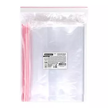 BRAUBERG Пакеты с замком прочные ZIP LOCK EXTRA 100