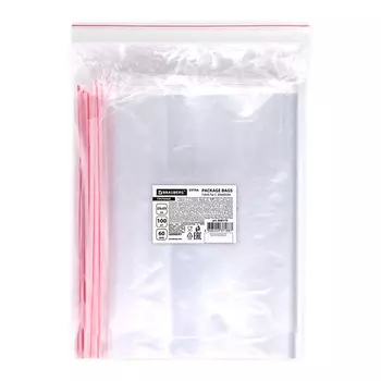 BRAUBERG Пакеты с замком прочные ZIP LOCK EXTRA 100