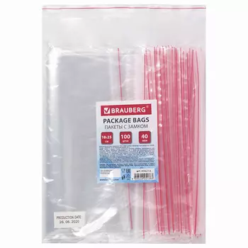 BRAUBERG Пакеты с замком ZIP LOCK 100