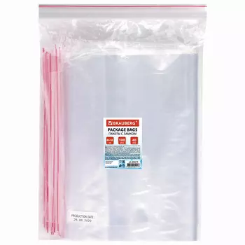 BRAUBERG Пакеты с замком ZIP LOCK 100