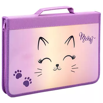 BRAUBERG Папка на молнии А4 С РУЧКОЙ Кошачья мордочка