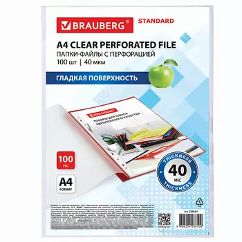BRAUBERG Папки-файлы перфорированные