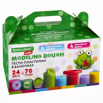 BRAUBERG Пластилин тесто для лепки KIDS крышки - штампики, сундучок
