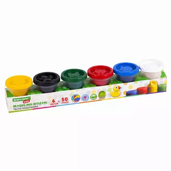 BRAUBERG Пластилин тесто KIDS 6 цветов крышки - штампики
