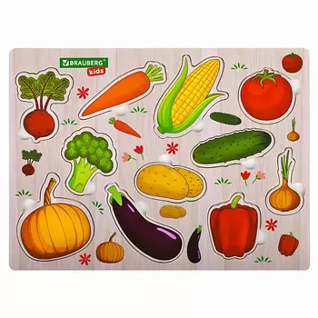 BRAUBERG Рамка-вкладыш деревянная развивающая "Овощи" 1.0