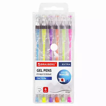 BRAUBERG Ручки гелевые EXTRA Пастель 6