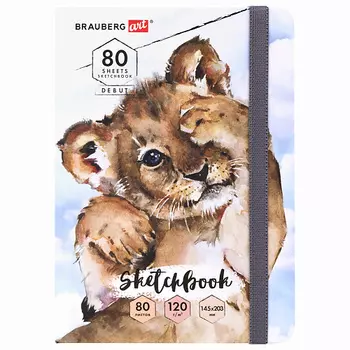 BRAUBERG Скетчбук 80 листов Львёнок