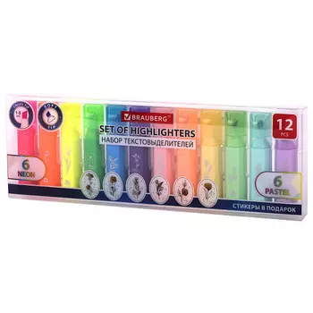 BRAUBERG Текстовыделители ULTRA мини 12шт ассорти