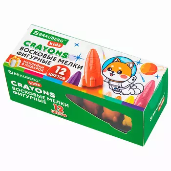 BRAUBERG Восковые мелки фигурные KIDS "РАКЕТА"