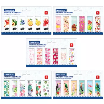 BRAUBERG Закладки для книг МАГНИТНЫЕ, "MIX", набор 30 шт