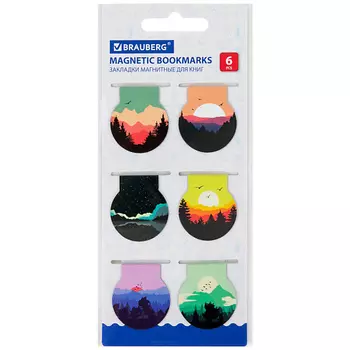 BRAUBERG Закладки для книг магнитные SUNSET