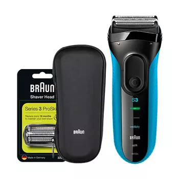BRAUN Электробритва 3010s Foil Razors Standard Blue+Original Blade Head