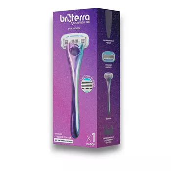 BRITTERRA Бритва женская 5 лезвий, 1 запасная кассета, настенный держатель и футляр для бритвы 1.0