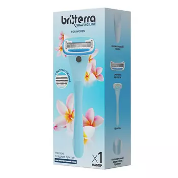 BRITTERRA Набор для бритья женский, настенный держатель, чехол для станка + 1 запасная кассета 1.0