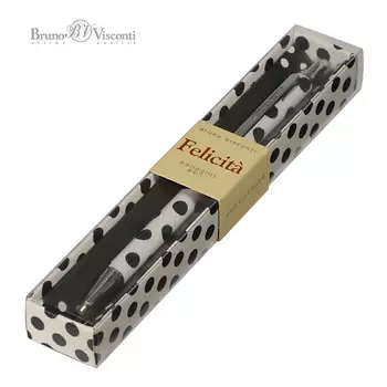 BRUNO VISCONTI Ручка "Felicita Black&White.ГОРОШЕК" шариковая металлическая синяя 0,7 мм