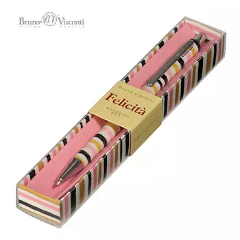 BRUNO VISCONTI Ручка "Felicita ПОЛОСКА" шариковая металлическая синяя 0,7 мм