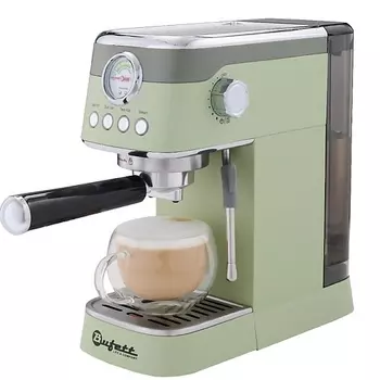 BUFETT Кофеварка рожковая с капучинатором Bufett зеленая, 640632