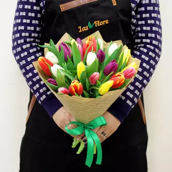 Букет "Весенняя палитра" (25 тюльпанов)