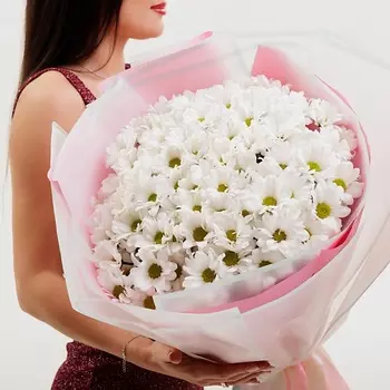 БУКЕТНАЯ ЛАВКА 15 кустовых белых хризантем