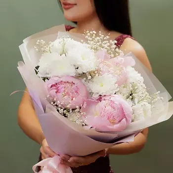 БУКЕТНАЯ ЛАВКА Букет "Хризантемы и пионы"