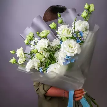 БУКЕТНЫЙ ДОМИК Дуо-букет эустома и оксипеталум